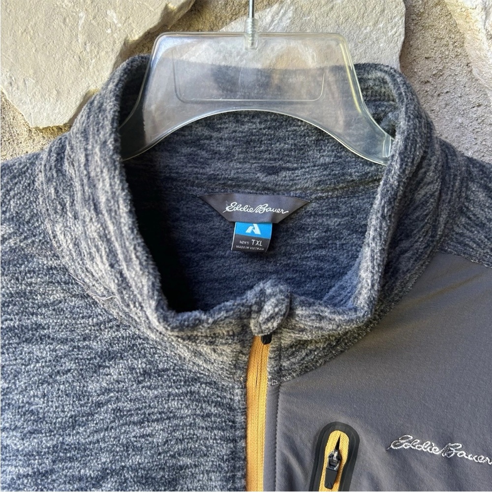 Eddie Bauer 1/4 Zip Mens Fleece Sweater Size TXL Knit Fleece Lined Excellent - Picture 2 of 8